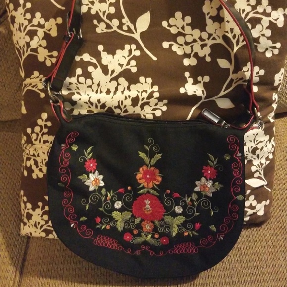 Cute Black Purse With Colorful Flowers - Picture 6 of 7